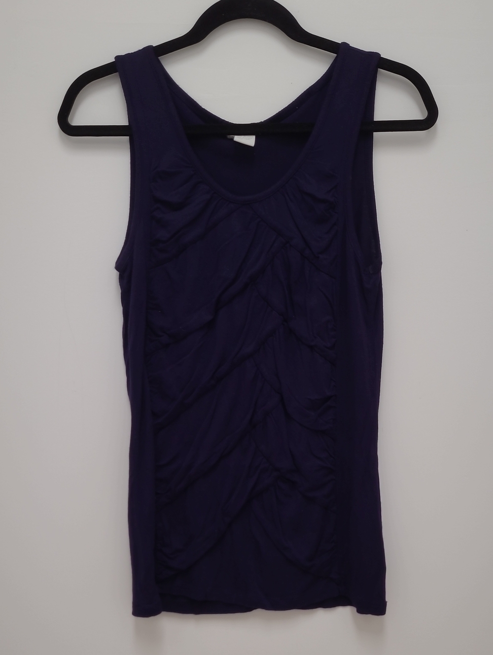 Design History Dark Purple Ruffle Front Tank Top